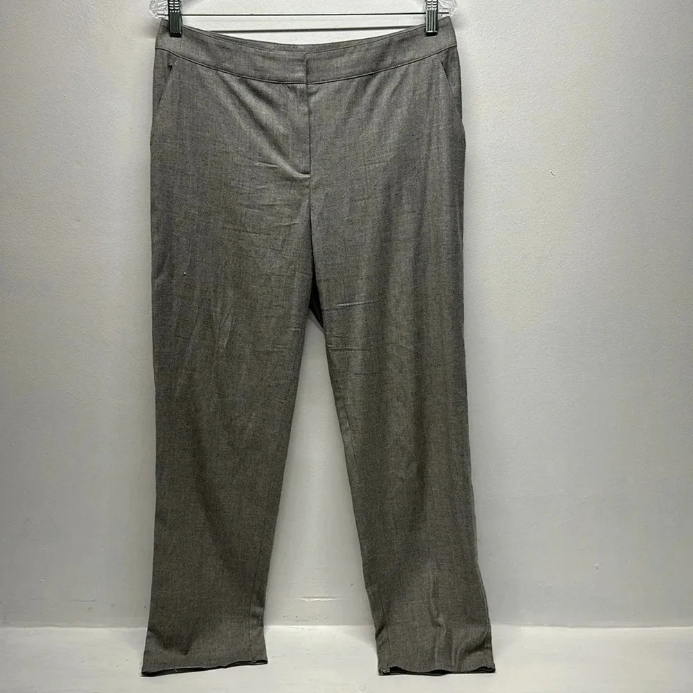 St. John Trouser Pants Career Pant Slacks Pockets Light Gray Women's Size 8